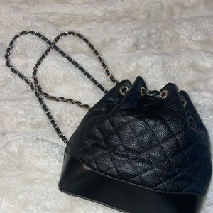 Faux leather quilted backpack